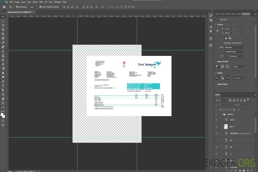 Modèle de facture de services publics pour les entreprises de Turquie Turktelekom aux formats Word et PDF, entièrement modifiable template